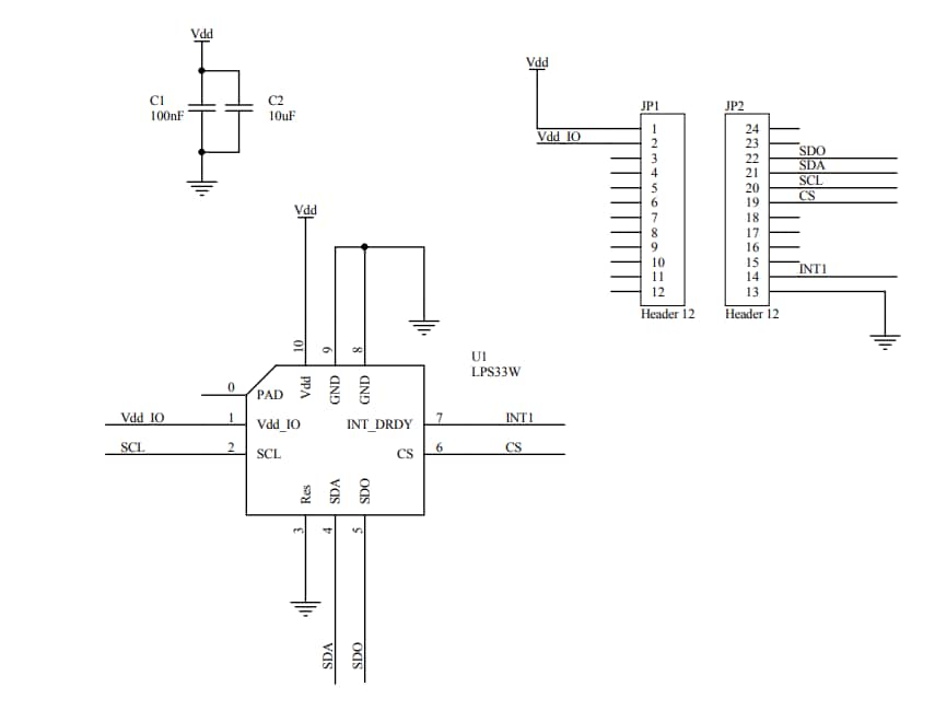 Schematic - STMicroelectronics STEVAL-MKI205V1 Adapter Board